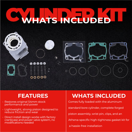 Athena P400485100100 Standard Bore Cylinder Kit (54mm, 125cc) - Premium 2-Stroke Top End Rebuild Kit with Forged Piston & Gaskets, Compatible with Yamaha YZ125 2022-2026