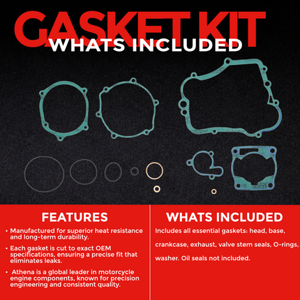 Athena P400485850089 Full Gasket Kit for Yamaha YZ80 & YZ85 (1993‑2018) – Complete Engine Gasket Set for 2‑Stroke Rebuilds (Oil Seals Not Included)