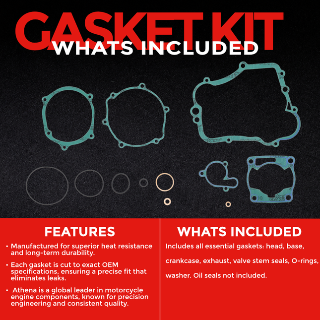 Athena P400485850089 Full Gasket Kit for Yamaha YZ80 & YZ85 (1993‑2018) – Complete Engine Gasket Set for 2‑Stroke Rebuilds (Oil Seals Not Included)