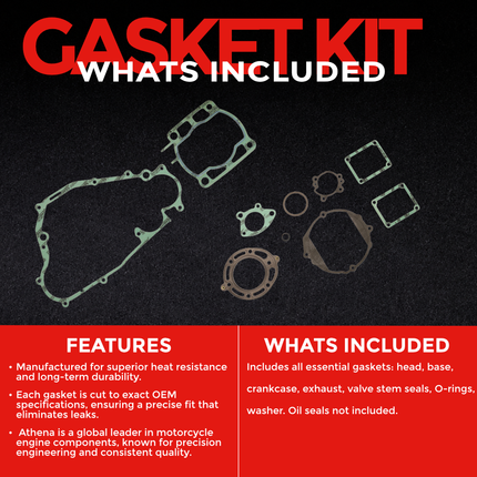 Athena P400485850263 Full Gasket Kit for Yamaha YTZ250 (1985‑1986) – Complete Engine Gasket Set for Tri‑Z Rebuilds (Oil Seals Not Included)