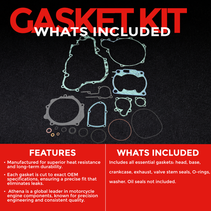 Athena P400485850270 Full Gasket Kit for Yamaha YZ250 (1997‑1998) – Complete Engine Gasket Set for 2‑Stroke Rebuilds (Oil Seals Not Included)