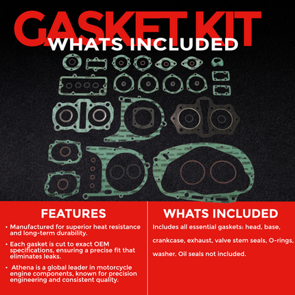 Athena P400485850620 Full Gasket Kit for Yamaha XS650 (1975‑1981) – Complete Engine Gasket Set for 4‑Stroke Rebuilds (Oil Seals Not Included)