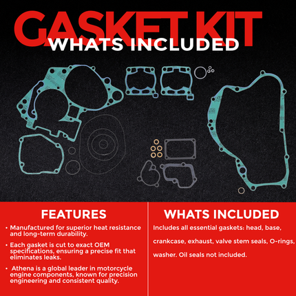 Athena P400510850030 Full Gasket Kit for Suzuki RM125 (2001‑2007) – Complete Engine Gasket Set for 2‑Stroke Rebuilds (Oil Seals Not Included)