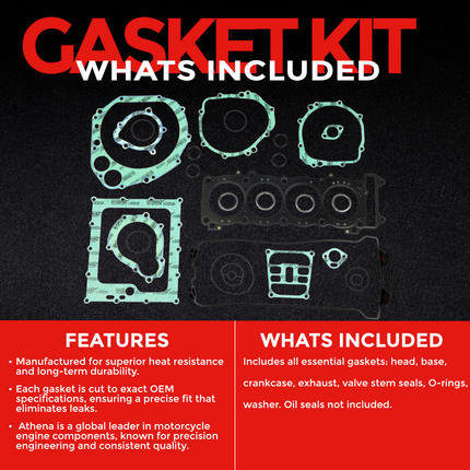 Athena P400510850753 Full Gasket Kit for Suzuki GSX‑R750 (2000‑2003) & GSX‑R1000 (2001‑2002) – Complete Engine Gasket Set (Oil Seals Not Included)