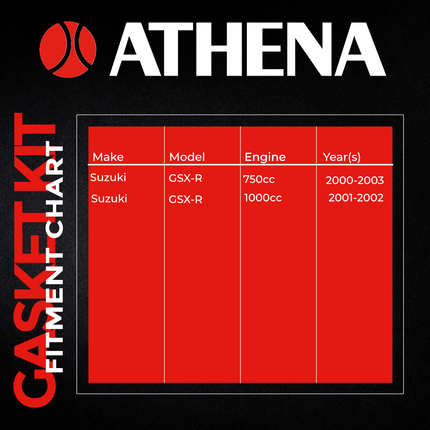Athena P400510850753 Full Gasket Kit for Suzuki GSX‑R750 (2000‑2003) & GSX‑R1000 (2001‑2002) – Complete Engine Gasket Set (Oil Seals Not Included)