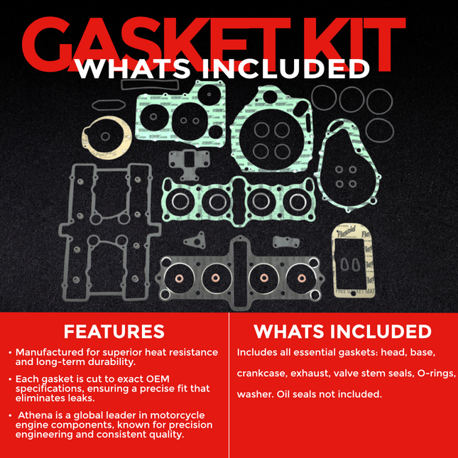 Athena P400510850800 Full Gasket Kit for Suzuki GS850 (1979‑1981) – Complete Engine Gasket Set for 4‑Cylinder Rebuilds (Oil Seals Not Included)
