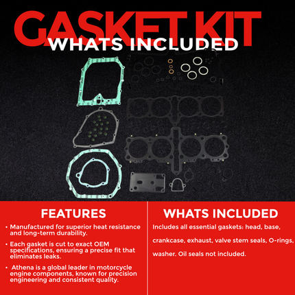 Athena P400510850910 Full Gasket Kit for Suzuki GSF1200 Bandit (1996‑2002) – Complete Engine Gasket Set for 4‑Cylinder Rebuilds (Oil Seals Not Included)