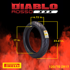 Pirelli Diablo Rosso III 120/70ZR17F D Front Motorcycle Tire Rosso