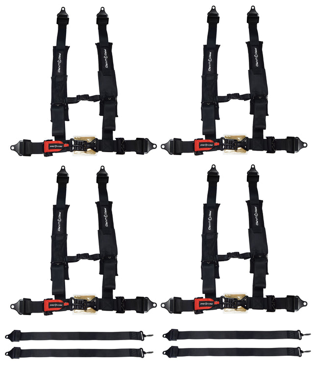 ProGuard Offroad Harness Black with 2" Nylon Straps and 5 Points of Contact - Universal Safety Belt fits Polaris, Can-Am, Kawasaki, Yamaha UTVs, ATVs, Side-by-Sides (4 Pck)