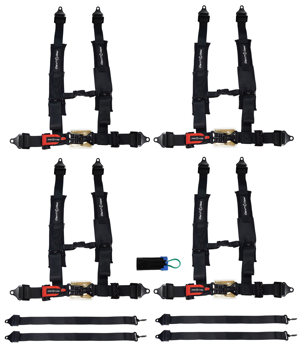 ProGuard Offroad (4) Harnesses - Black 2" Straps 5 Points of Contact Bypass Clip