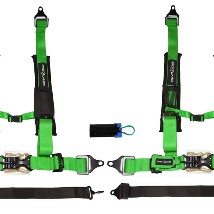 ProGuard Offroad (2) Harnesses - Green 2" Straps 5 Points of Contact Bypass Clip