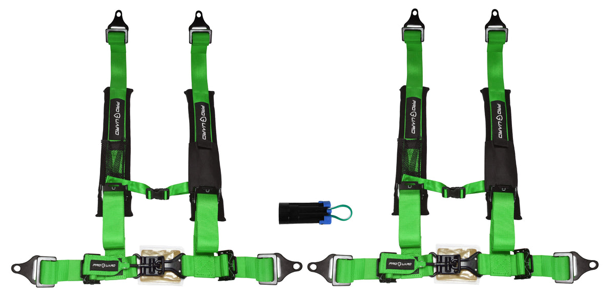 ProGuard Offroad (2) Harnesses - Green 2" Straps 4 Points of Contact Bypass Clip