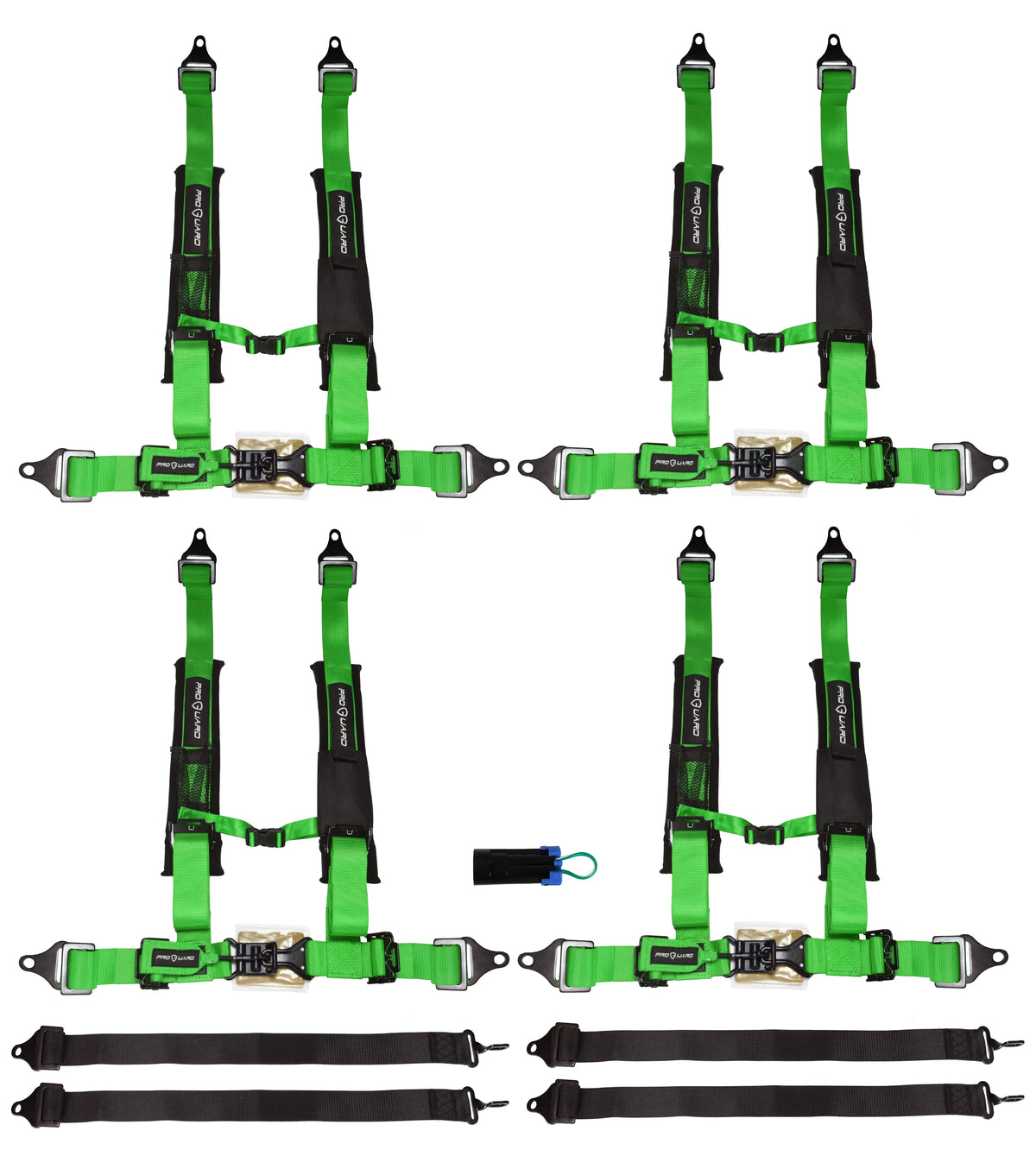 ProGuard Offroad (4) Harnesses - Green 2" Straps 5 Points of Contact Bypass Clip