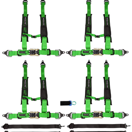 ProGuard Offroad (4) Harnesses - Green 2" Straps 5 Points of Contact Bypass Clip