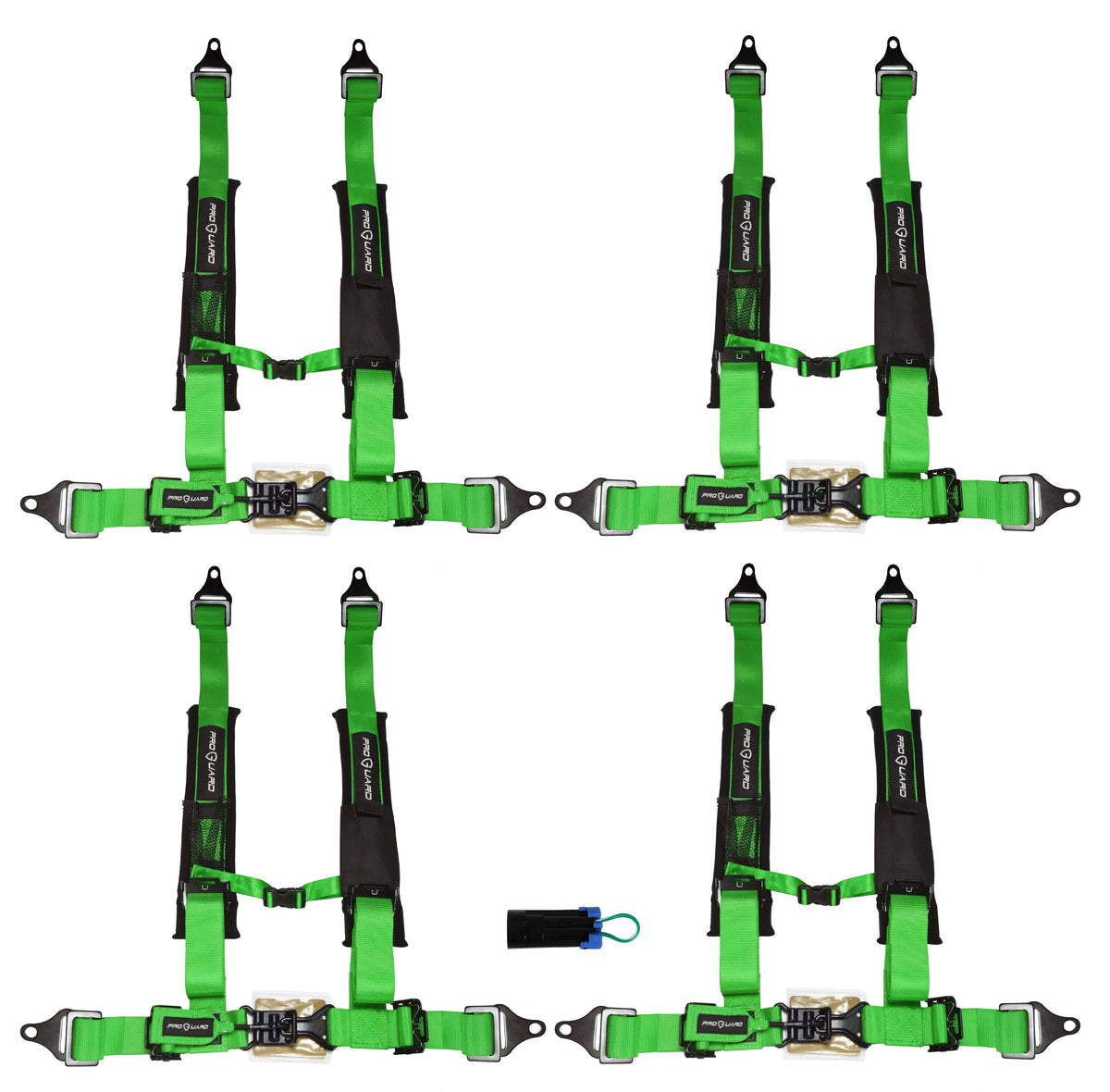 ProGuard Offroad (4) Harnesses - Green 2" Straps 4 Points of Contact Bypass Clip