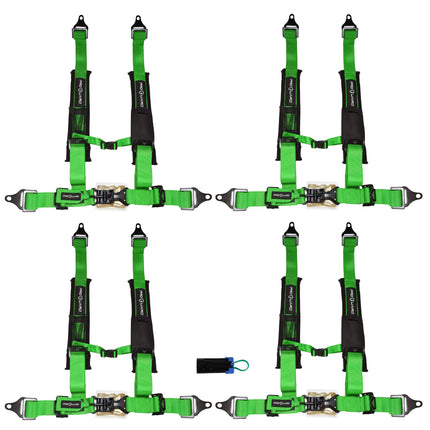ProGuard Offroad (4) Harnesses - Green 2" Straps 4 Points of Contact Bypass Clip