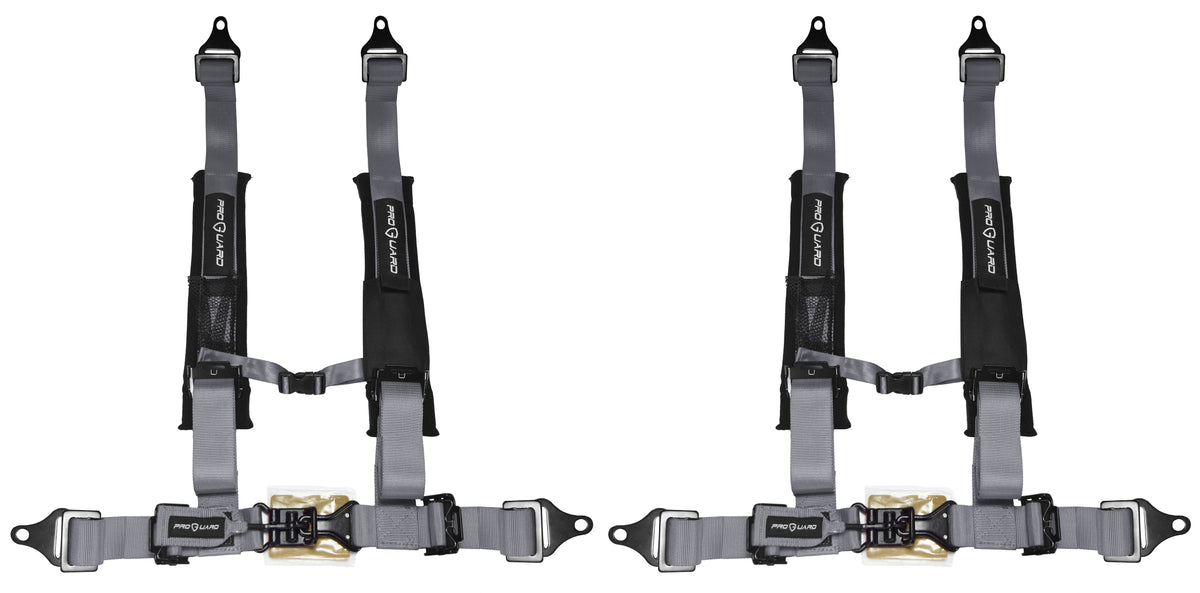ProGuard Offroad Harnesses Gray with 2" Nylon Straps & 4 Points of Contact (2 Pck) - Universal Safety Belts fits Polaris, Can-Am, Kawasaki, Yamaha UTVs, ATVs, Side-by-Sides