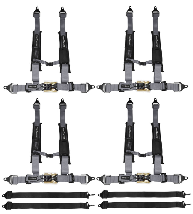 ProGuard Offroad Harness Gray with 2" Nylon Straps and 5 Points of Contact (4 Pck) - Universal Safety Belt fits Polaris, Can-Am, Kawasaki, Yamaha UTVs, ATVs, Side-by-Sides