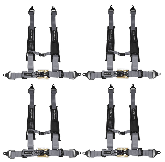 ProGuard Offroad Harnesses Gray with 2" Nylon Straps & 4 Points of Contact (4 Pck) - Universal Safety Belts fits Polaris, Can-Am, Kawasaki, Yamaha UTVs, ATVs, Side-by-Sides