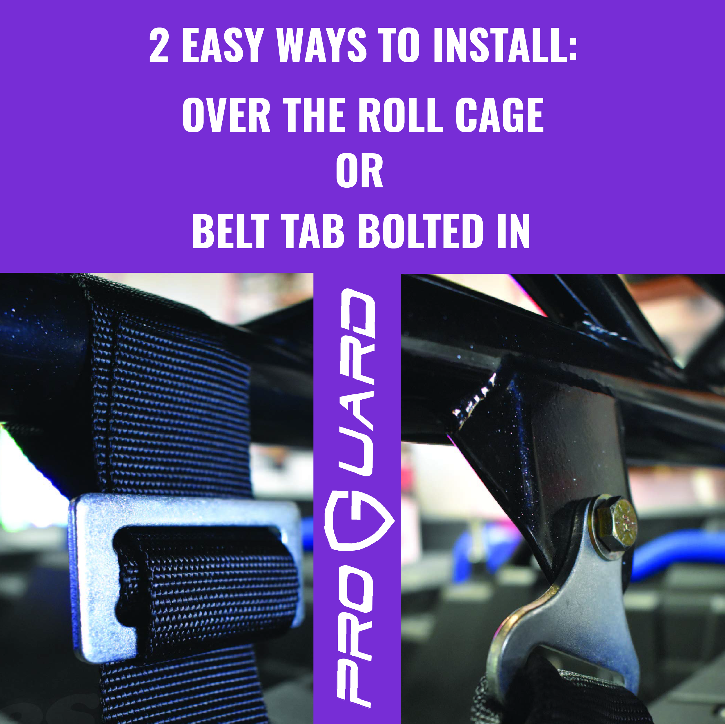 ProGuard Offroad Harness Purple with 2" Nylon Straps and 4 Points of Contact (2 Pck) - Universal Safety Belt fits Polaris, Can-Am, Kawasaki, Yamaha UTVs, ATVs, Side-by-Sides