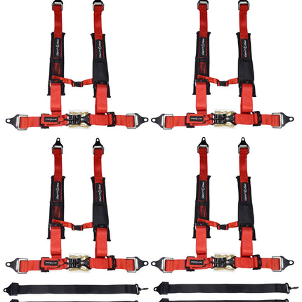 ProGuard Offroad Harness Red with 2" Nylon Straps and 5 Points of Contact (4 Pck)- Universal Safety Belt fits Polaris, Can-Am, Kawasaki, Yamaha UTVs, ATVs, Side-by-Sides