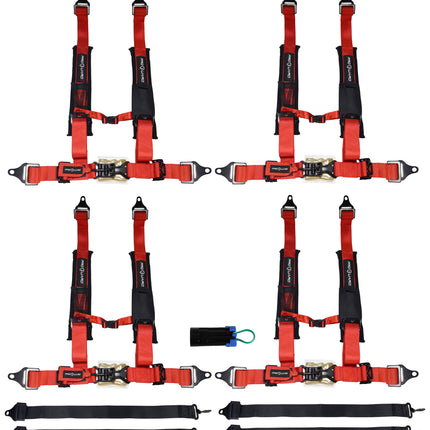 ProGuard Offroad Harnesses 4-Pack Red 2" Straps 5 Points of Contact Bypass Clip