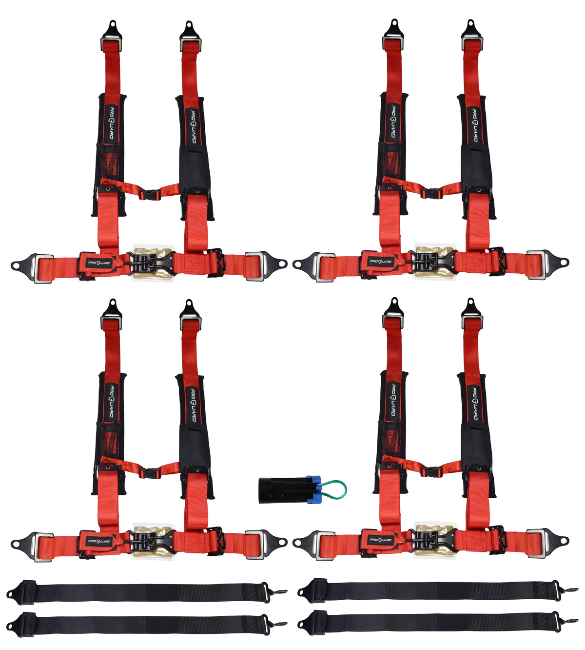 ProGuard Offroad Harnesses 4-Pack Red 2" Straps 5 Points of Contact Bypass Clip