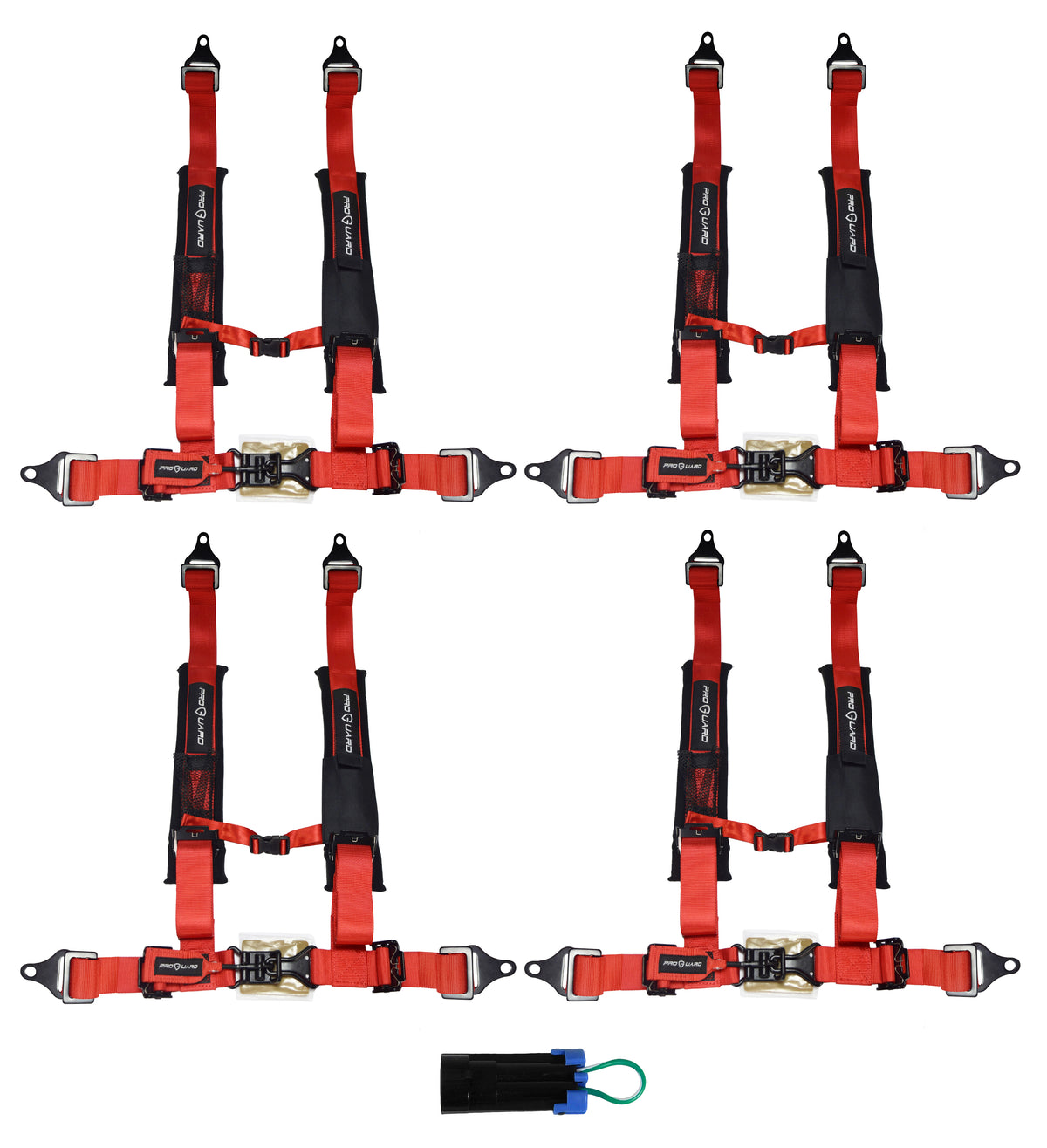 ProGuard Offroad Harnesses 4-Pack Red 2" Straps 4 Points of Contact Bypass Clip