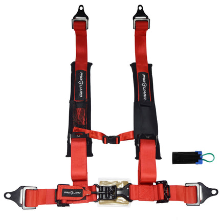 PROGUARD Red 4 Point Universal UTV Off-Road Harness 2" Straps w/ Bypass Clip