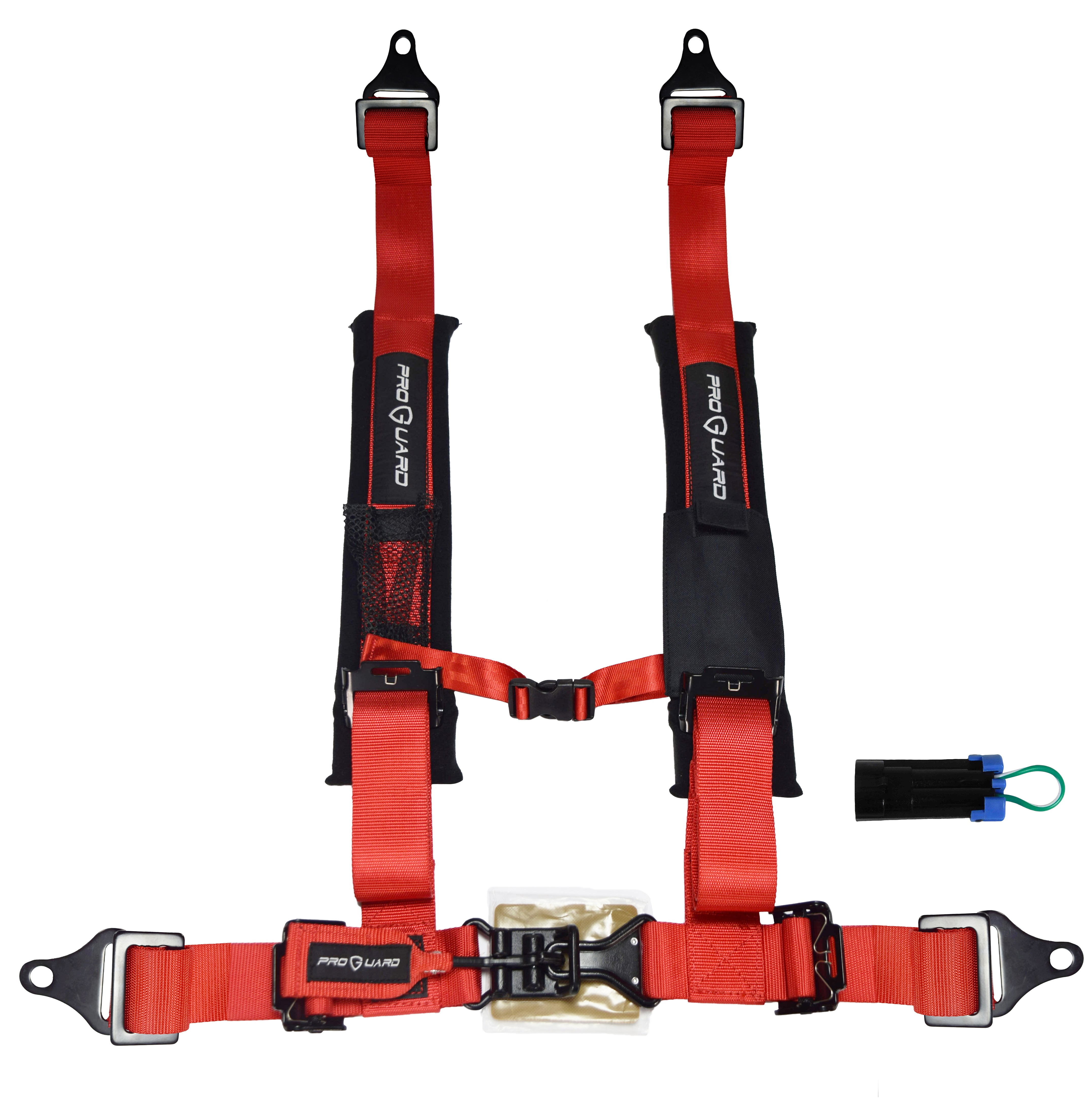 PROGUARD Red 4 Point Universal UTV Off-Road Harness 2" Straps w/ Bypass Clip