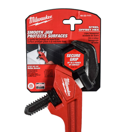 Milwaukee 48-22-7171 12-inch Steel 2-5/8" Jaw Capacity Offset Hex Pipe Wrench