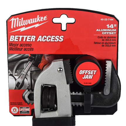 Milwaukee 48-22-7184 14" Aluminum 2" Jaw Capacity Offset Pipe Wrench