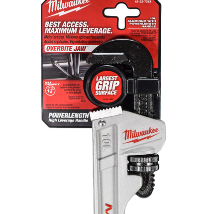 Milwaukee 10 in. Aluminum Pipe Wrench with POWERLENGTH Handle 48-22-7213