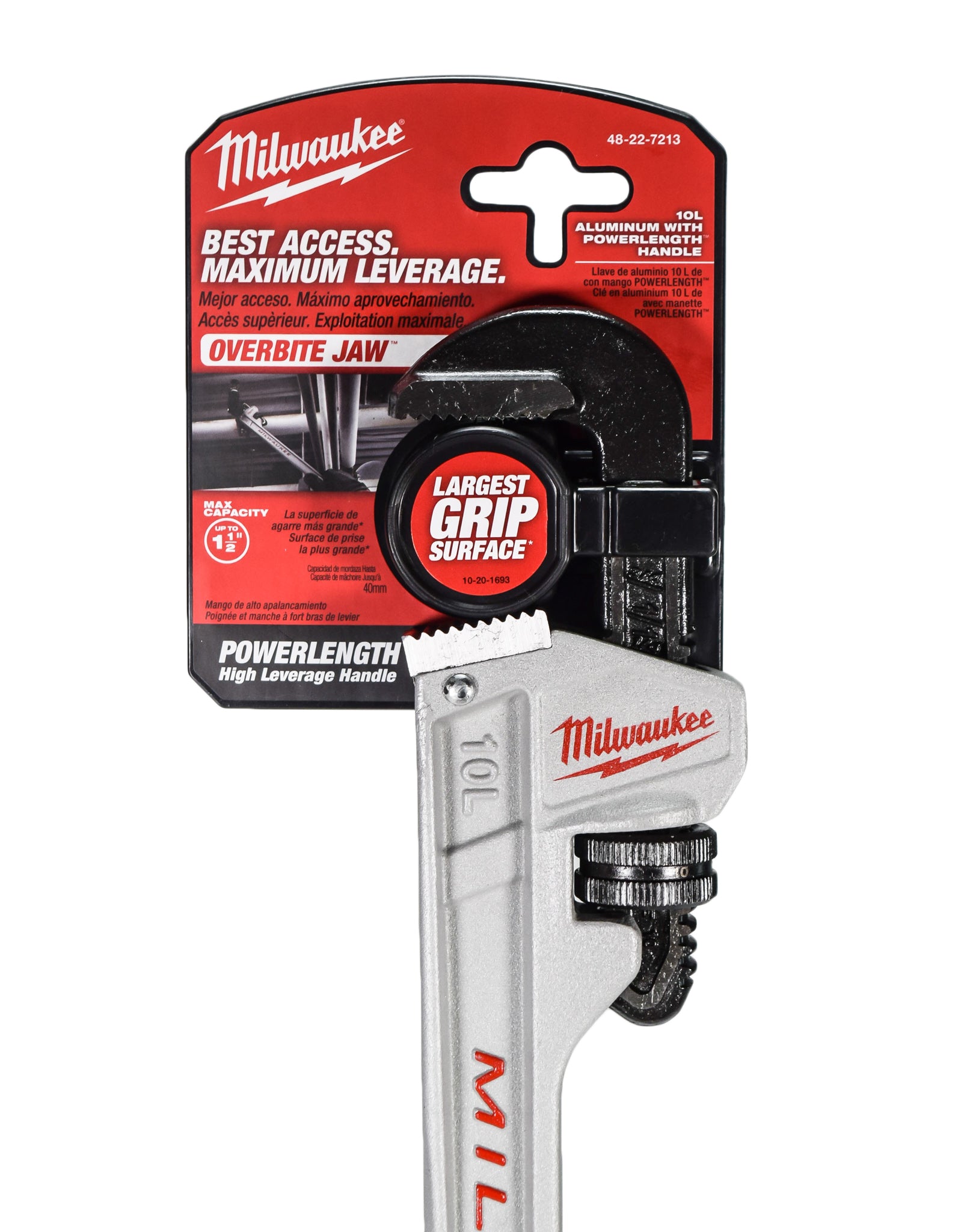 Milwaukee 10 in. Aluminum Pipe Wrench with POWERLENGTH Handle 48-22-7213