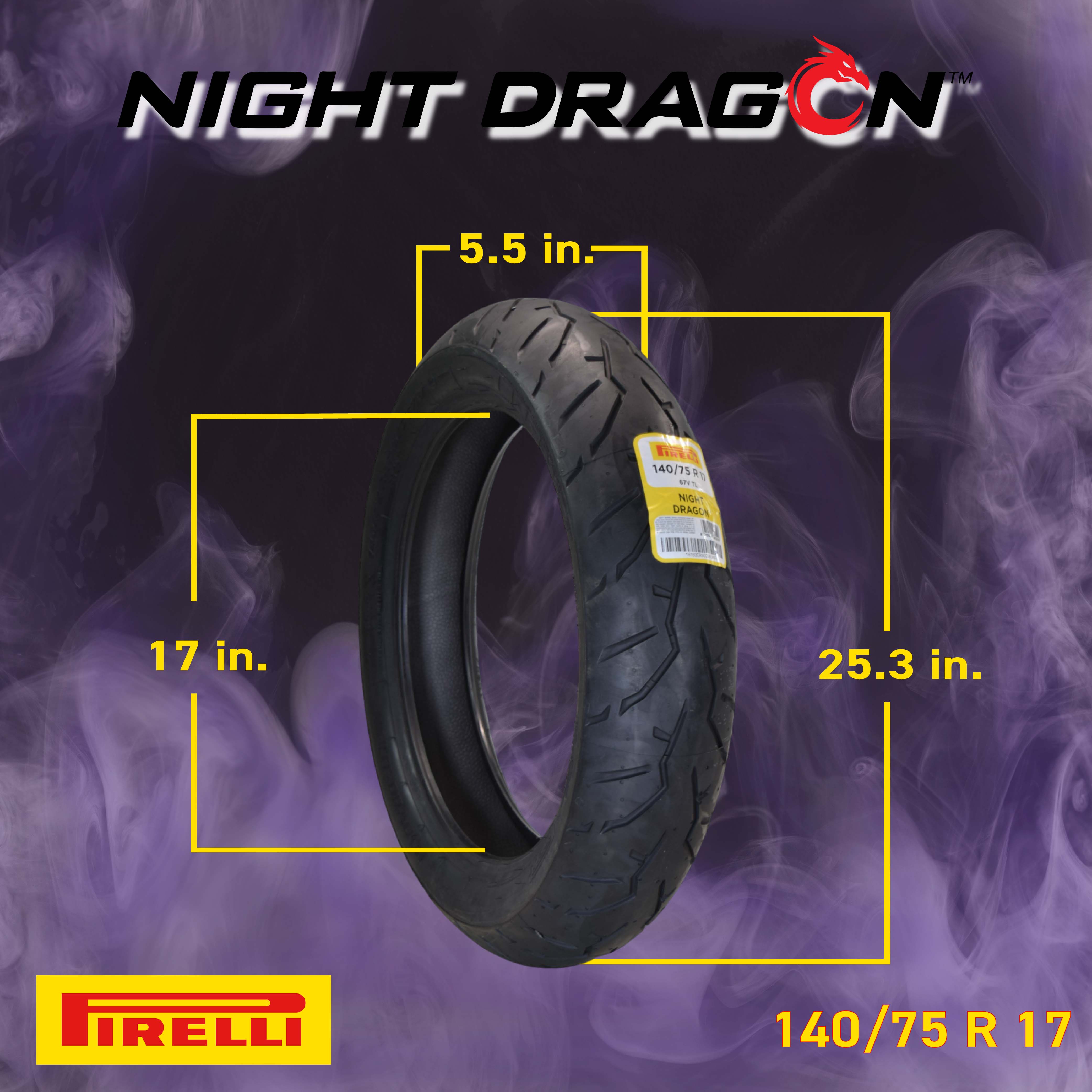 Pirelli Night Dragon 140/75R17 and 180/70R15 Motorcycle Tires with Keychain