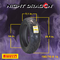 PIRELLI NIGHT DRAGON-140/75 R 17 M/C (67V) TL Pirelli Night Dragon 180/70R16 M/C 77H Cruiser Motorcycle Rear Tire w/ Keychain