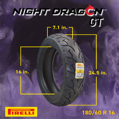 PIRELLI NIGHT DRAGON-140/75 R 17 M/C (67V) TL Pirelli Night Dragon GT 180/60R16 M/C 80H REINFTL Cruiser Motorcycle Rear Tire w/ Keychain