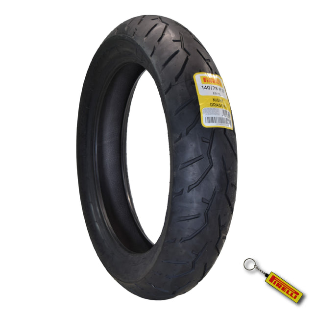 Pirelli Night Dragon 140/75R17 M/C 67V TL Cruiser Motorcycle Front Tire - Superior Traction & Handling for High-Performance Cruisers w/ Keychain