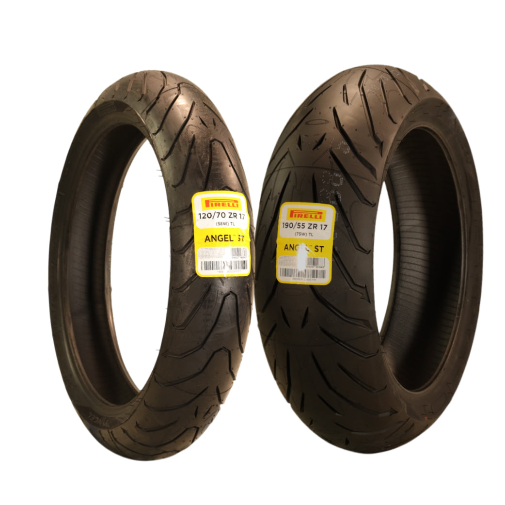 Pirelli Angel ST 120/70ZR17 (58W) Front & 190/55ZR17 (75W) Rear Motorcycle Tires – High-Performance Sport Touring Tire for Enhanced Grip, Durability & Stability – Fits Sport & Touring Bikes