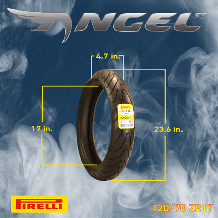 Pirelli Angel ST 120/70ZR17 (58W) Front & 190/55ZR17 (75W) Rear Motorcycle Tires – High-Performance Sport Touring Tire for Enhanced Grip, Durability & Stability – Fits Sport & Touring Bikes