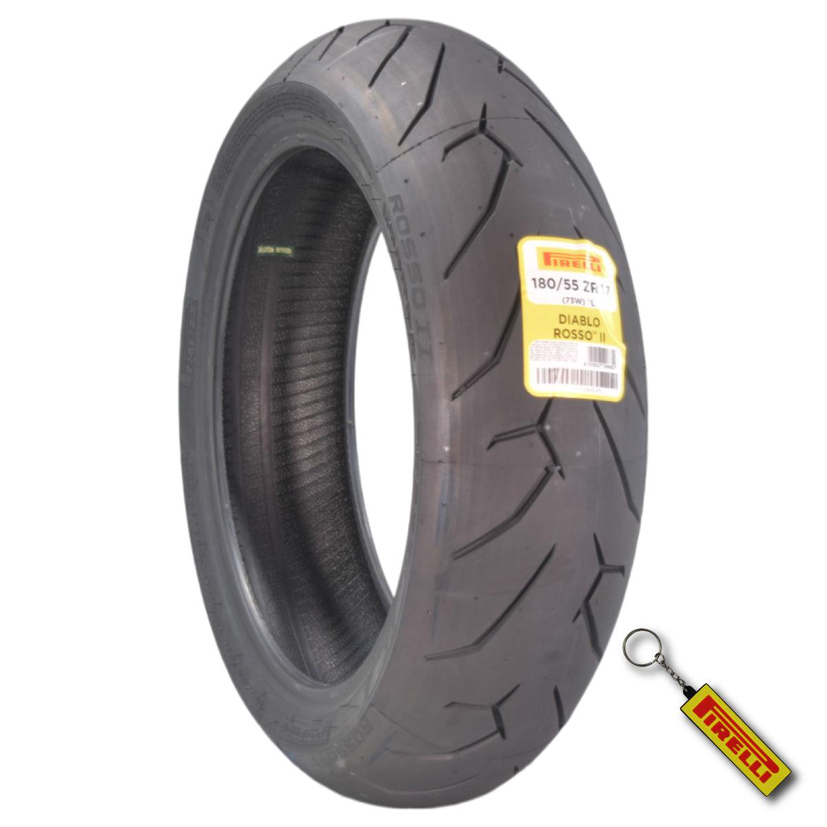 Pirelli Diablo Rosso II 180/55 ZR 17 (73W) TL Rear Motorcycle Tire with Keychain