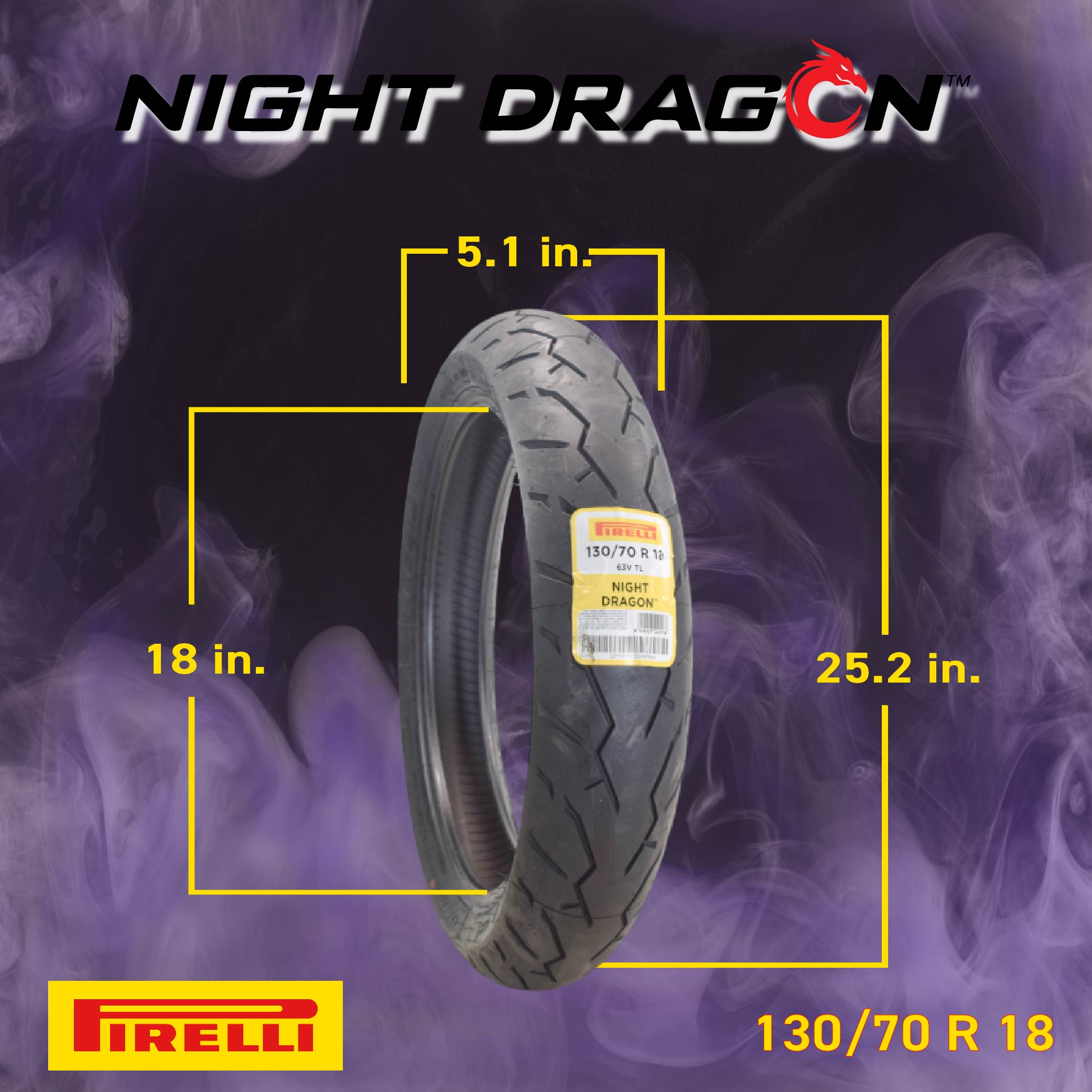 Pirelli Night Dragon 130/70R18 and 180/70R15 Motorcycle Tires with Keychain