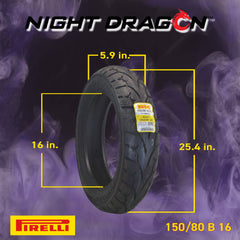 PIRELLI NIGHT DRAGON-130/70 R 18 M/C (63V) TL Pirelli Night Dragon GT 150/80B16 M/C 77H REINFTL Cruiser Motorcycle Rear Tire w/ Keychain