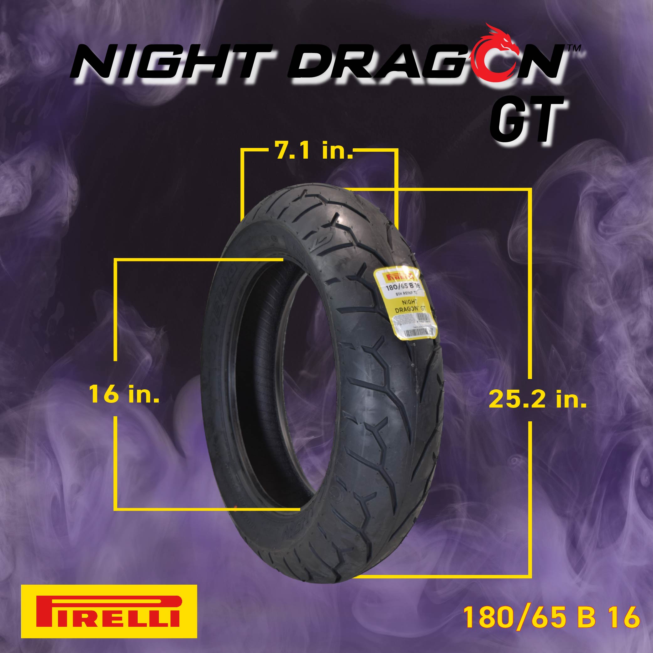 PIRELLI NIGHT DRAGON-130/70 R 18 M/C (63V) TL Pirelli Night Dragon GT 180/65B16 M/C 81H REINFTL Cruiser Motorcycle Rear Tire w/ Keychain