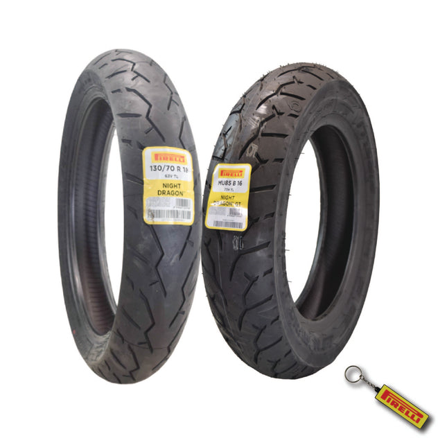 Pirelli Night Dragon Cruiser Motorcycle Tire (130/70R18 MU85B16) Superior Traction and Handling for High-Performance Cruisers with Keychain