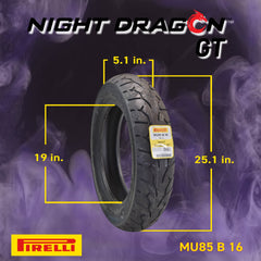 PIRELLI NIGHT DRAGON-130/70 R 18 M/C (63V) TL Pirelli Night Dragon GT MU85B16 M/C 77H Cruiser Motorcycle Rear Tire w/ Keychain