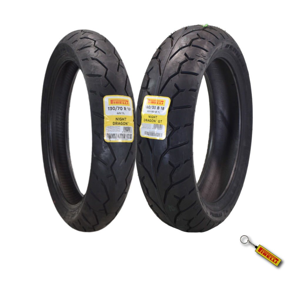 PIRELLI NIGHT DRAGON-130/70 R 18 M/C (63V) TL Pirelli Night Dragon GT 180/55B18 M/C 80H REINFTL Cruiser Motorcycle Rear Tire w/ Keychain