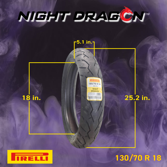 PIRELLI NIGHT DRAGON-130/70 R 18 M/C (63V) TL Pirelli Night Dragon GT 180/55B18 M/C 80H REINFTL Cruiser Motorcycle Rear Tire w/ Keychain