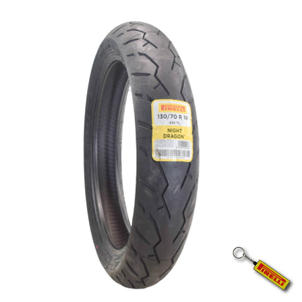 Pirelli Night Dragon 130/70R18 M/C 63V TL Cruiser Motorcycle Front Tire - Superior Traction & Handling  High-Performance Cruisers with Keychain
