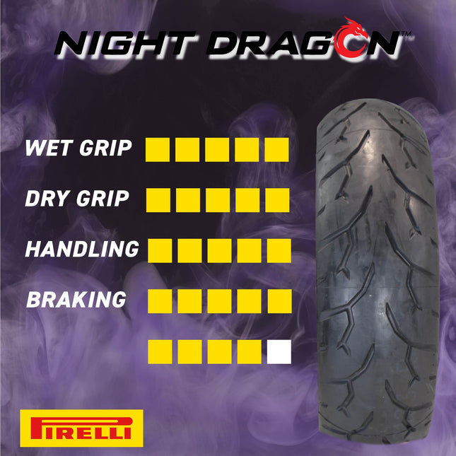Pirelli Night Dragon 130/70R18 M/C 63V TL Cruiser Motorcycle Front Tire - Superior Traction & Handling  High-Performance Cruisers with Keychain